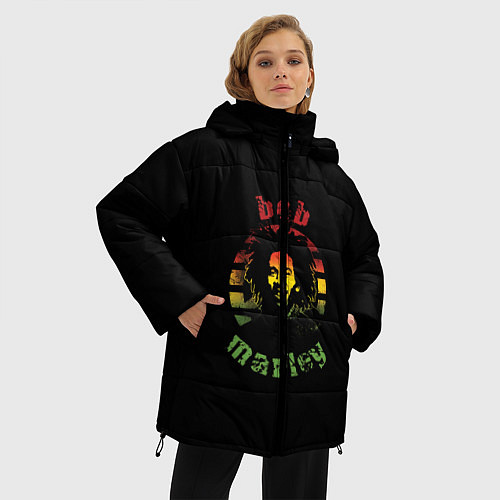 Женская зимняя куртка Боб Марли / 3D-Черный – фото 3