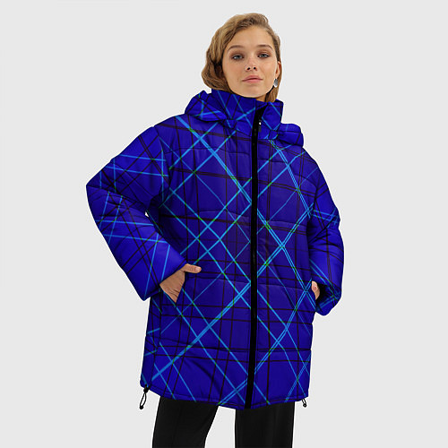 Женская зимняя куртка Сине-черная геометрия 3D / 3D-Черный – фото 3
