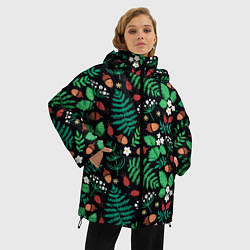 Куртка зимняя женская Forest leaves, цвет: 3D-черный — фото 2