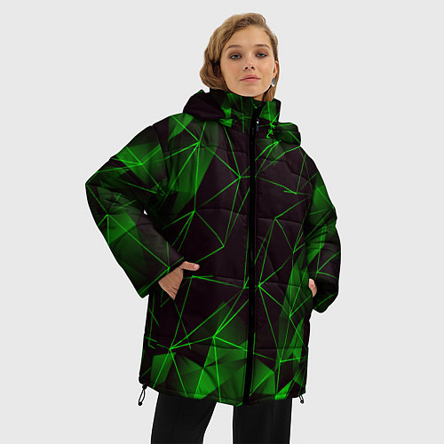 Женская зимняя куртка GREEN STRIPES / 3D-Черный – фото 3