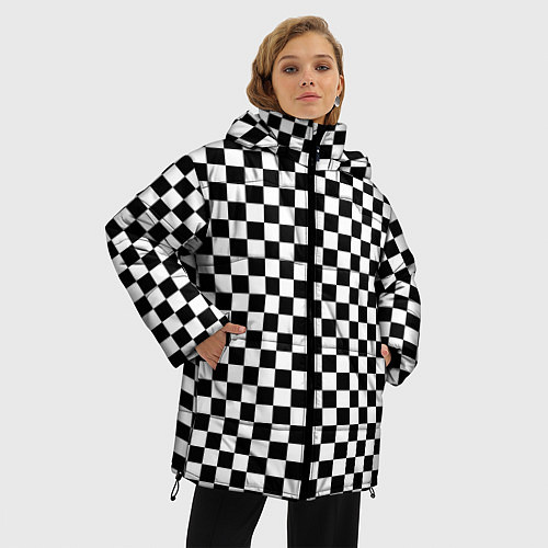 Женская зимняя куртка Шахматка мелкая / 3D-Черный – фото 3