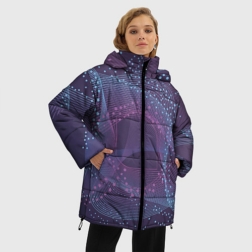Женская зимняя куртка Абстрактный узор / 3D-Черный – фото 3