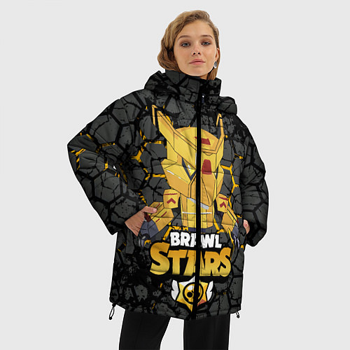 Женская зимняя куртка Brawl stars mecha crow / 3D-Черный – фото 3