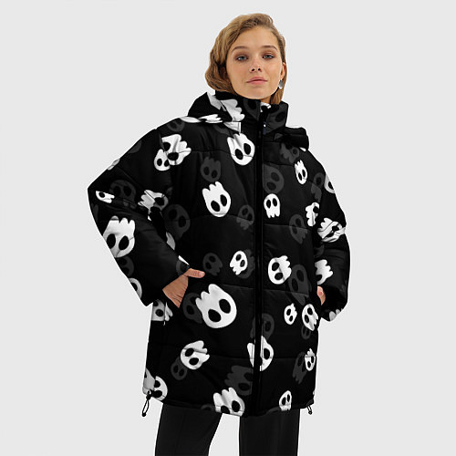 Женская зимняя куртка НЕОНОВЫЕ ЧЕРЕПА / 3D-Черный – фото 3
