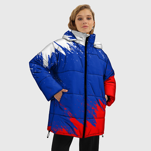Женская зимняя куртка РОССИЯ ТРИКОЛОР / 3D-Светло-серый – фото 3