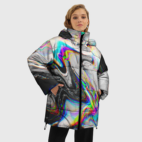Женская зимняя куртка DIGITAL ABSTRACT GLITCH / 3D-Черный – фото 3