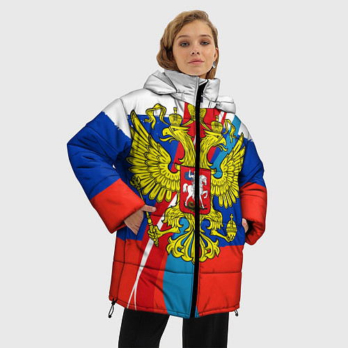 Женская зимняя куртка Герб России / 3D-Черный – фото 3