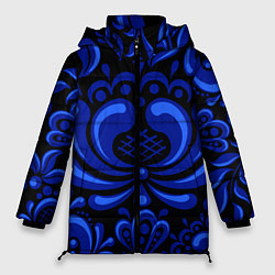 Куртка зимняя женская Гжель узоры, цвет: 3D-светло-серый