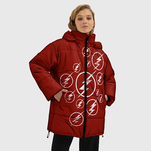 Женская зимняя куртка The Flash Logo / 3D-Черный – фото 3