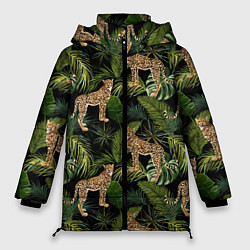 Куртка зимняя женская Versace Леопарды, цвет: 3D-светло-серый