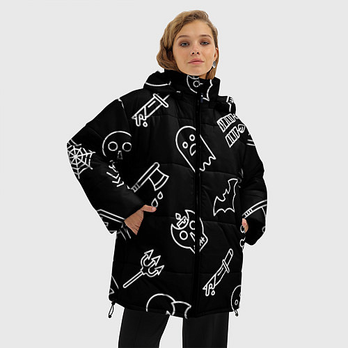 Женская зимняя куртка Страшилки / 3D-Черный – фото 3