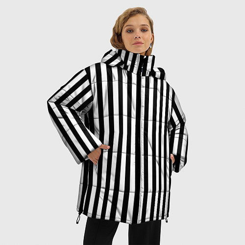 Женская зимняя куртка Пикси полосы / 3D-Черный – фото 3