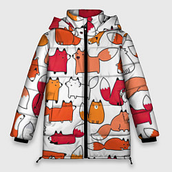 Куртка зимняя женская Милые лисы, цвет: 3D-светло-серый