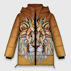 Куртка зимняя женская Стилизованный арт ЛЕВ морда, цвет: 3D-красный