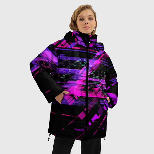 Женская зимняя куртка Техно абстракция / 3D-Черный – фото 3