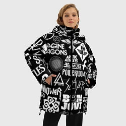 Куртка зимняя женская ЛОГОТИПЫ РОК ГРУПП, цвет: 3D-черный — фото 2