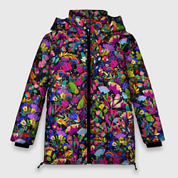 Куртка зимняя женская Мистические цветы, цвет: 3D-черный