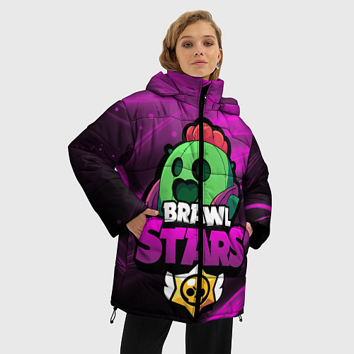 Женская зимняя куртка СПАЙК BRAWL STARS / 3D-Черный – фото 3