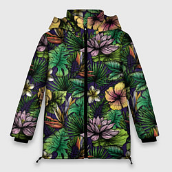 Куртка зимняя женская Летние цветы, цвет: 3D-красный