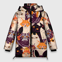 Куртка зимняя женская КОТИКИ, цвет: 3D-черный