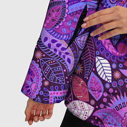 Куртка зимняя женская Фиолетовый этнический дудлинг, цвет: 3D-черный — фото 2