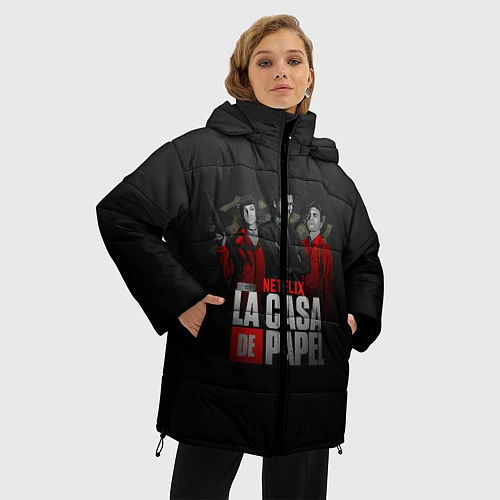 Женская зимняя куртка Бумажный дом / 3D-Черный – фото 3