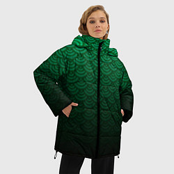 Куртка зимняя женская Узор зеленая чешуя дракон, цвет: 3D-красный — фото 2