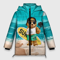 Куртка зимняя женская Медвежонок серфер, цвет: 3D-светло-серый