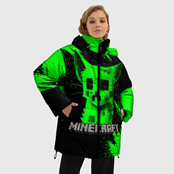 Куртка зимняя женская MINECRAFT CREEPER CAT, цвет: 3D-черный — фото 2