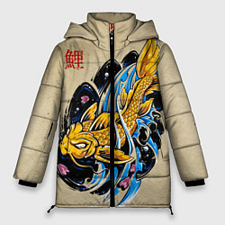 Куртка зимняя женская Золотая рыба кои, цвет: 3D-черный