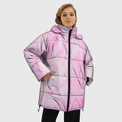 Куртка зимняя женская Розовые разводы краска зефир, цвет: 3D-черный — фото 2