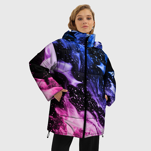 Женская зимняя куртка НЕОНОВЫЙ ОГОНЬ / 3D-Черный – фото 3