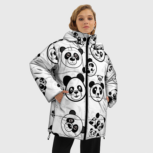 Женская зимняя куртка Панды / 3D-Черный – фото 3