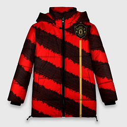Куртка зимняя женская Манчестер Юнайтед лого 2020 3D, цвет: 3D-черный