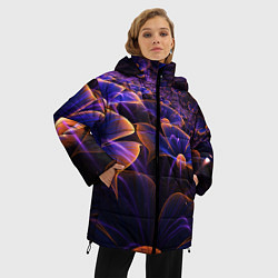 Куртка зимняя женская Цветки во тьме, цвет: 3D-черный — фото 2