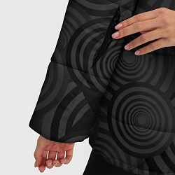 Куртка зимняя женская Круги черный узор геометрия, цвет: 3D-черный — фото 2