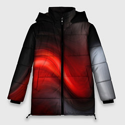 Куртка зимняя женская BLACK RED WAVES АБСТРАКЦИЯ, цвет: 3D-красный