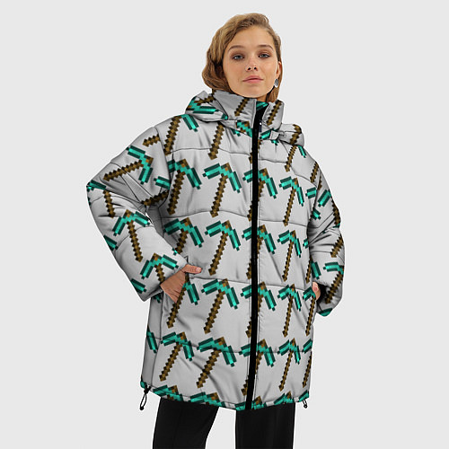 Женская зимняя куртка Майнкрафт Кирка / 3D-Черный – фото 3
