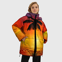 Куртка зимняя женская ТРОПИЧЕСКИЕ ПАЛЬМЫ, цвет: 3D-черный — фото 2