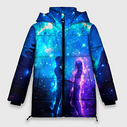 Куртка зимняя женская Внеземная пара луна ночь, цвет: 3D-светло-серый