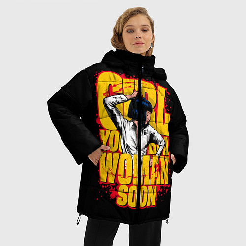 Женская зимняя куртка Криминальное чтиво / 3D-Черный – фото 3