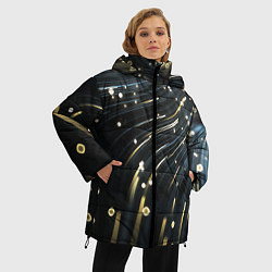 Куртка зимняя женская Абстракция искры полосы боке, цвет: 3D-красный — фото 2