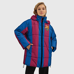Куртка зимняя женская FC Barcelona 2021, цвет: 3D-черный — фото 2