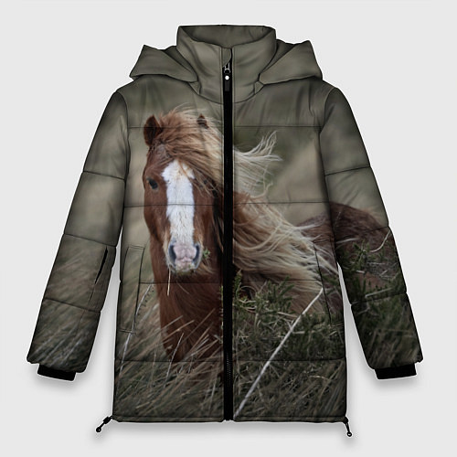 Женская зимняя куртка Конь / 3D-Красный – фото 1