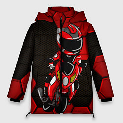 Куртка зимняя женская Байкер Мотоциклист, цвет: 3D-черный
