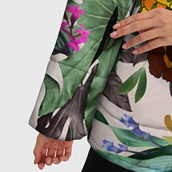 Куртка зимняя женская Череп в цветах, цвет: 3D-черный — фото 2