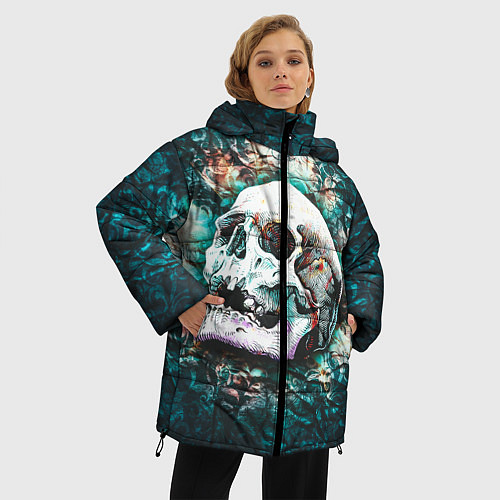 Женская зимняя куртка Череп / 3D-Черный – фото 3