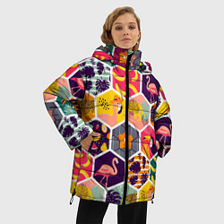 Куртка зимняя женская Тропические соты, цвет: 3D-красный — фото 2