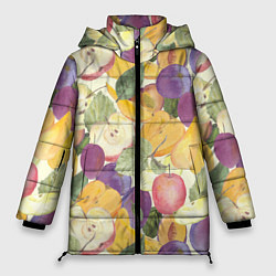 Куртка зимняя женская Фрукты Фруктовый сад, цвет: 3D-черный