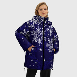 Куртка зимняя женская Новогодние снежинки, цвет: 3D-светло-серый — фото 2